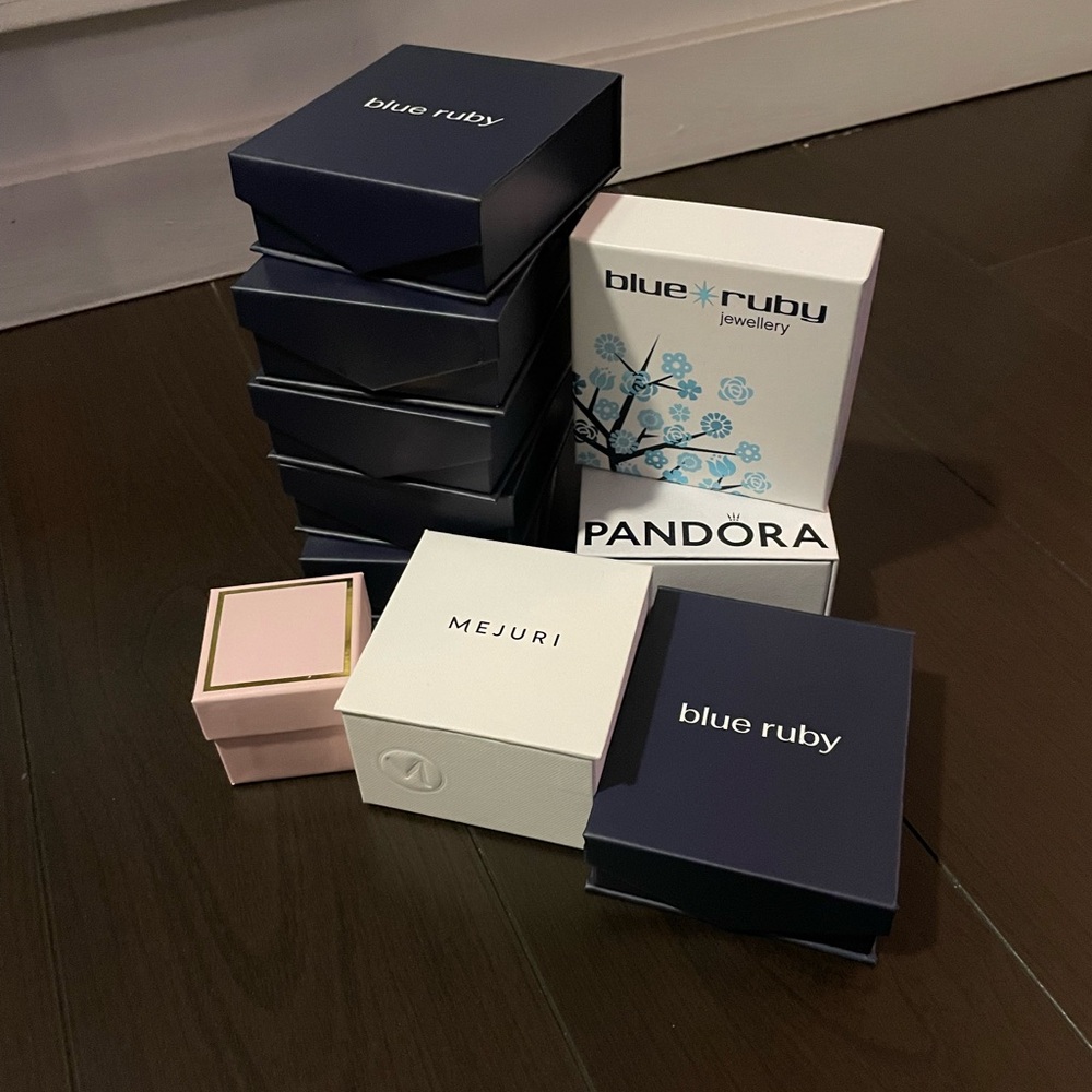 Assorted Blue Ruby and Pandora Jewelry Boxes Empty